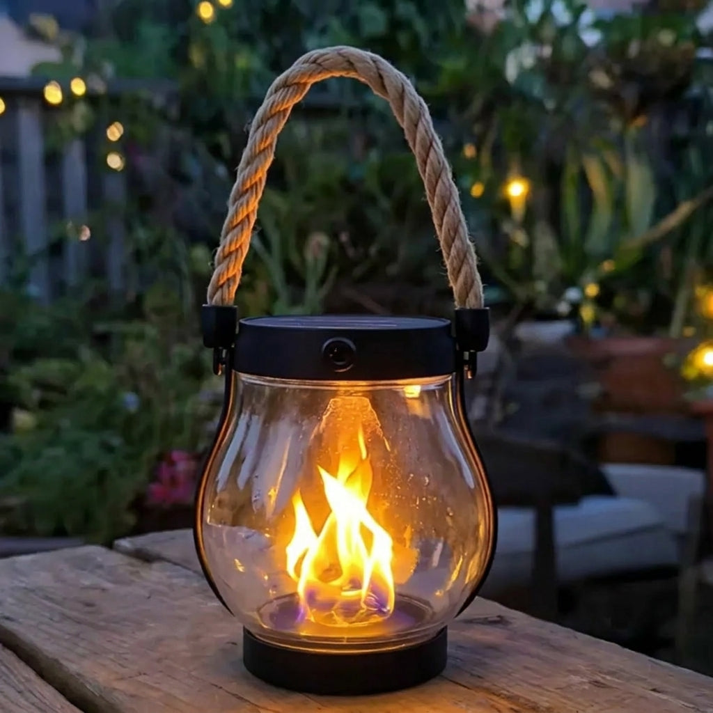 Temuvo™ 🔥Last Chance Before They're Gone! Solar Flame Lanterns – No Wiring, Auto-On at Dusk!