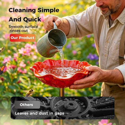 Temuvo™ 🌟Last Day Promotion🎁Handmade Metal Flower Garden Stake Bird Bath