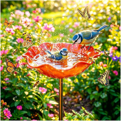 Temuvo™ 🌟Last Day Promotion🎁Handmade Metal Flower Garden Stake Bird Bath
