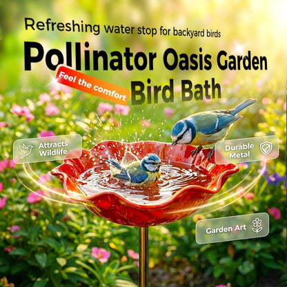 Temuvo™ 🌟Last Day Promotion🎁Handmade Metal Flower Garden Stake Bird Bath