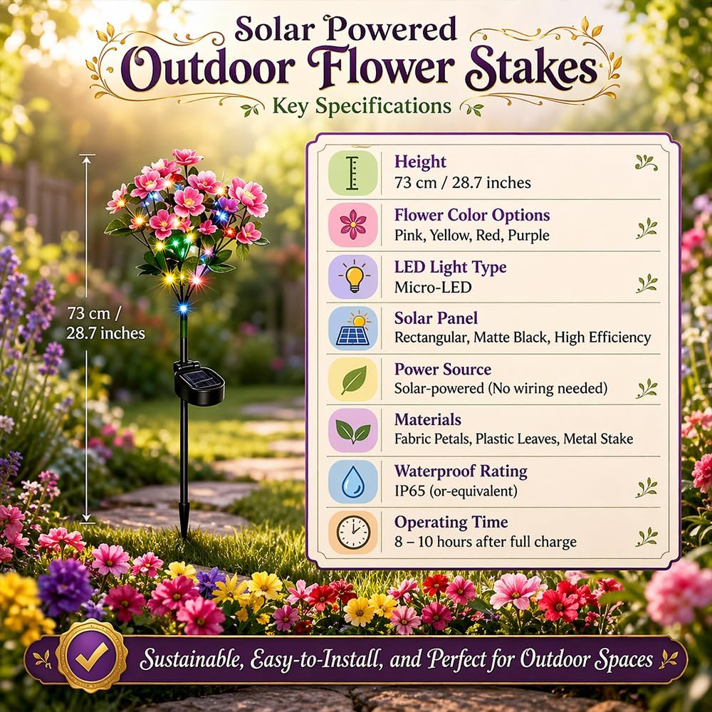 🌸✨4-Piece Mixed-Color Outdoor Waterproof Solar Azalea Flower Lights for Garden 🏡🌪️