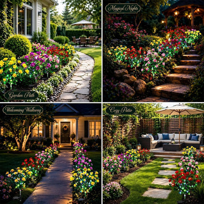 🌸✨4-Piece Mixed-Color Outdoor Waterproof Solar Azalea Flower Lights for Garden 🏡🌪️