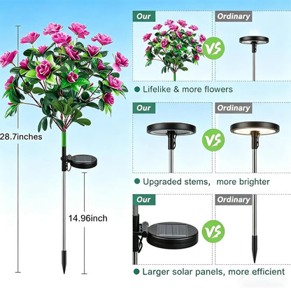 🌸✨4-Piece Mixed-Color Outdoor Waterproof Solar Azalea Flower Lights for Garden 🏡🌪️