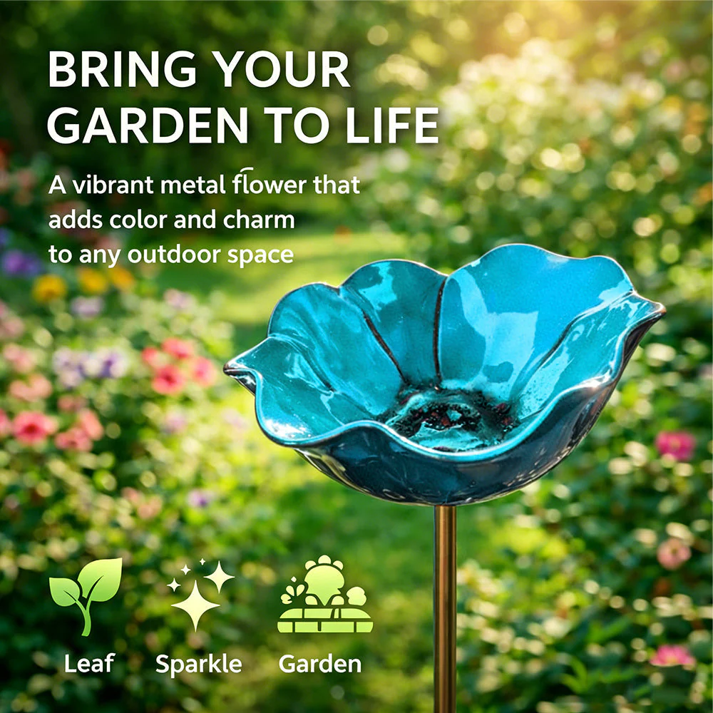 Temuvo™ 🌟Last Day Promotion🎁Handmade Metal Flower Garden Stake Bird Bath