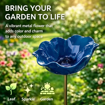 Temuvo™ 🌟Last Day Promotion🎁Handmade Metal Flower Garden Stake Bird Bath