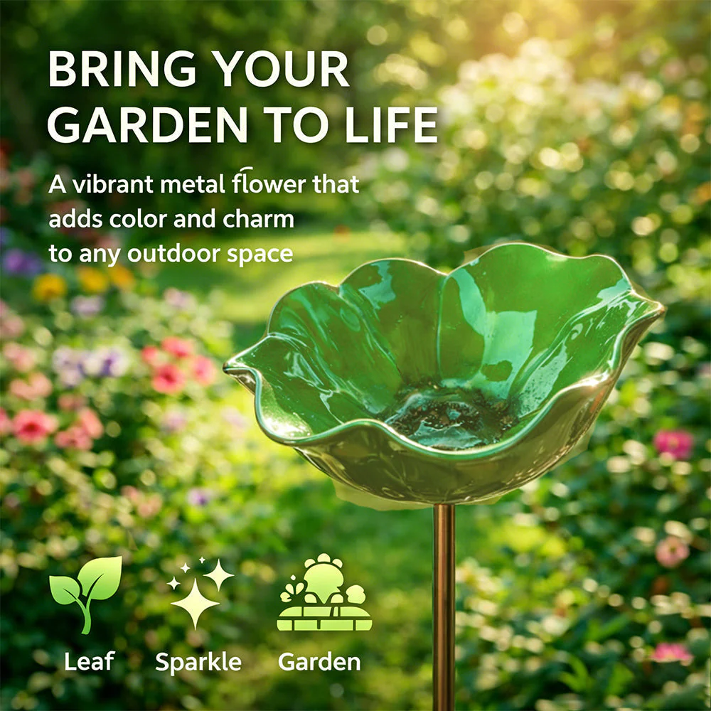 Temuvo™ 🌟Last Day Promotion🎁Handmade Metal Flower Garden Stake Bird Bath