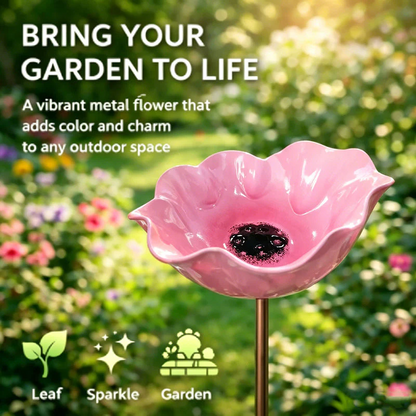 Temuvo™ 🌟Last Day Promotion🎁Handmade Metal Flower Garden Stake Bird Bath