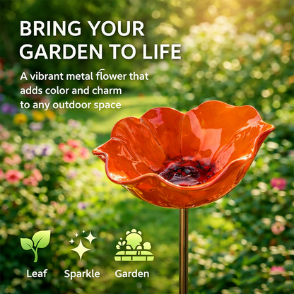 Temuvo™ 🌟Last Day Promotion🎁Handmade Metal Flower Garden Stake Bird Bath