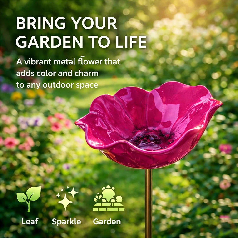 Temuvo™ 🌟Last Day Promotion🎁Handmade Metal Flower Garden Stake Bird Bath