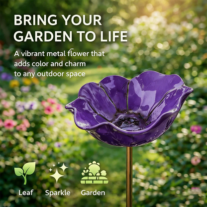 Temuvo™ 🌟Last Day Promotion🎁Handmade Metal Flower Garden Stake Bird Bath