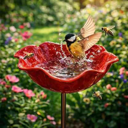 Temuvo™ 🌟Last Day Promotion🎁Handmade Metal Flower Garden Stake Bird Bath