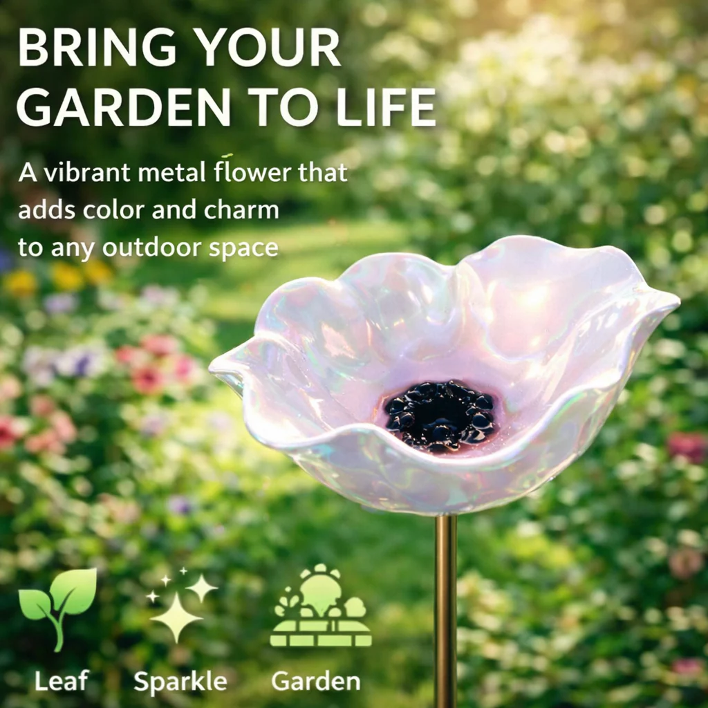 Temuvo™ 🌟Last Day Promotion🎁Handmade Metal Flower Garden Stake Bird Bath