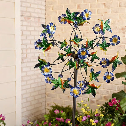 Temuvo™ ☀️🌀 Outdoors Wind Spinners with Decorative Flowers 🌸(Includes bracket)