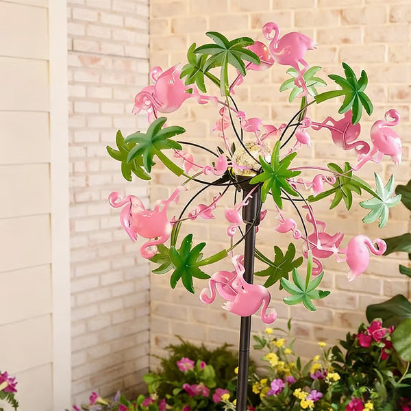 Temuvo™ ☀️🌀 Outdoors Wind Spinners with Decorative Flowers 🌸(Includes bracket)
