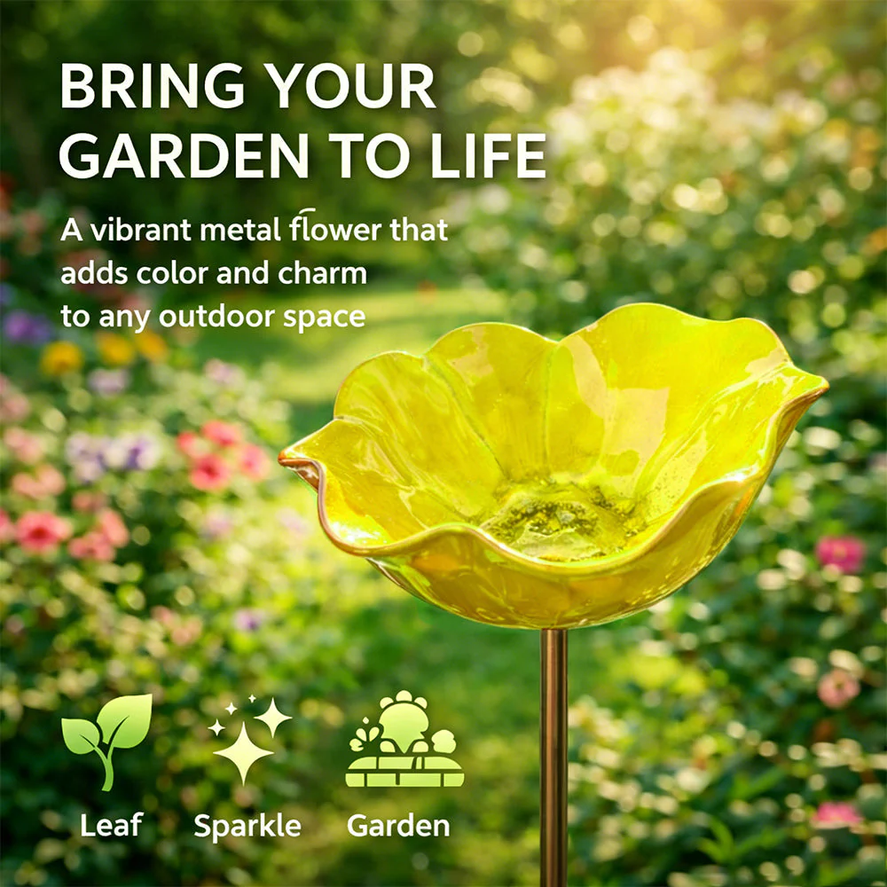 Temuvo™ 🌟Last Day Promotion🎁Handmade Metal Flower Garden Stake Bird Bath