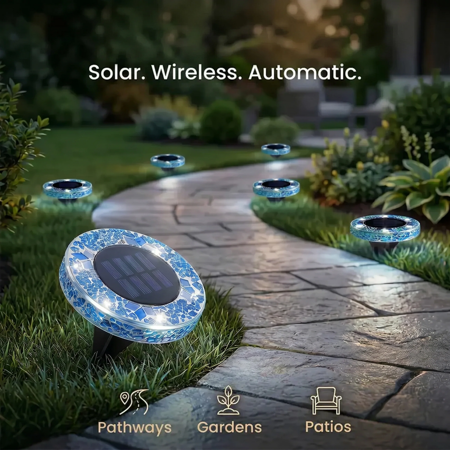 🛋️Mosaic Solar Lights – Waterproof LED Pathway Lights with Auto On/Off