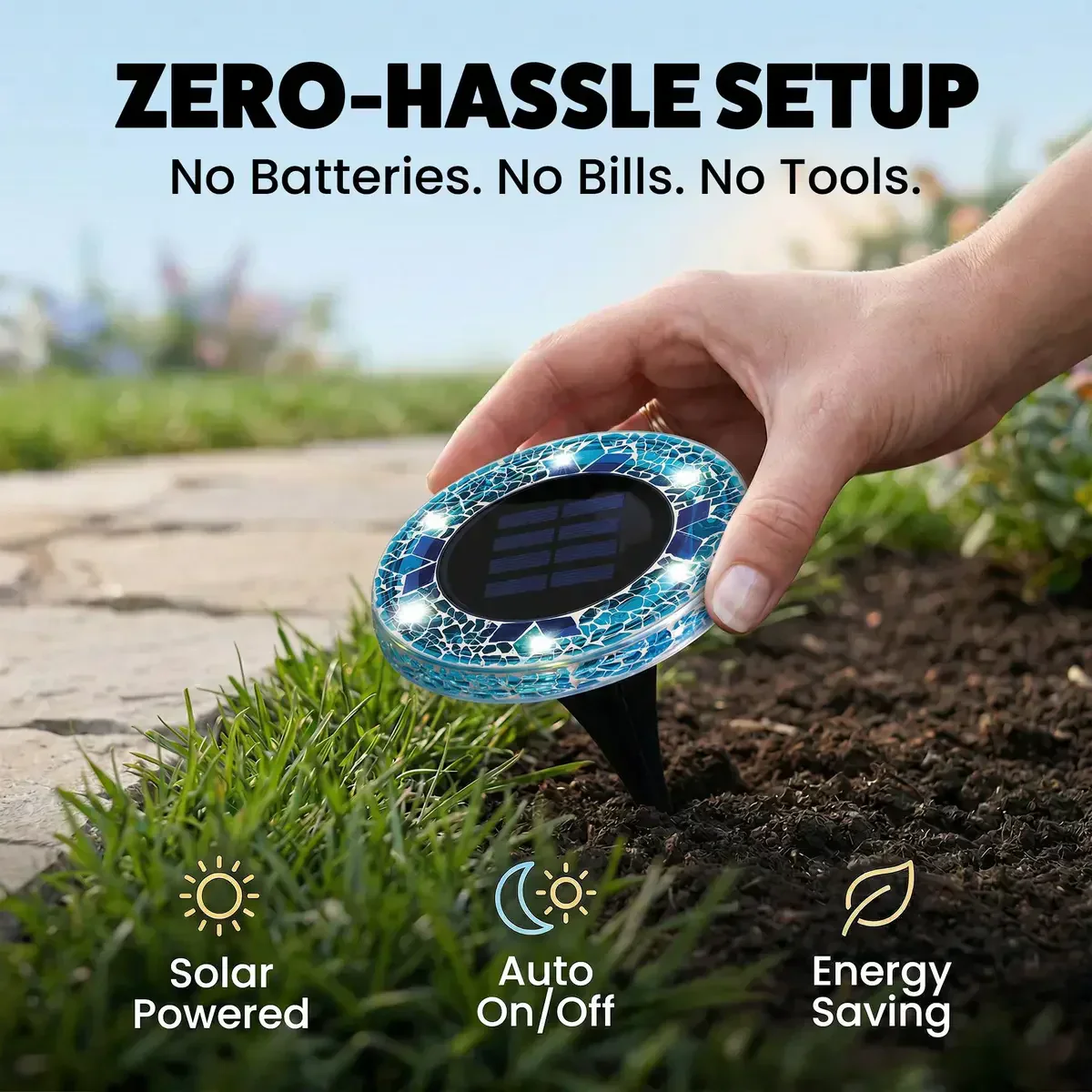🛋️Mosaic Solar Lights – Waterproof LED Pathway Lights with Auto On/Off