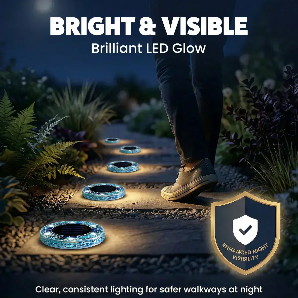 🛋️Mosaic Solar Lights – Waterproof LED Pathway Lights with Auto On/Off