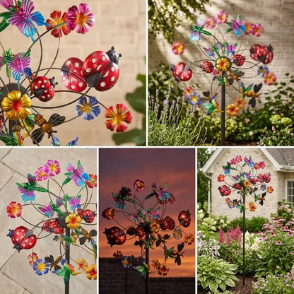 Temuvo™ ☀️🌀 Outdoors Wind Spinners with Decorative Flowers 🌸(Includes bracket)