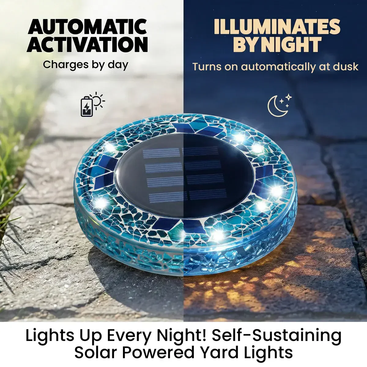 🛋️Mosaic Solar Lights – Waterproof LED Pathway Lights with Auto On/Off