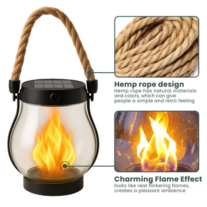 Temuvo™ 🔥Last Chance Before They're Gone! Solar Flame Lanterns – No Wiring, Auto-On at Dusk!
