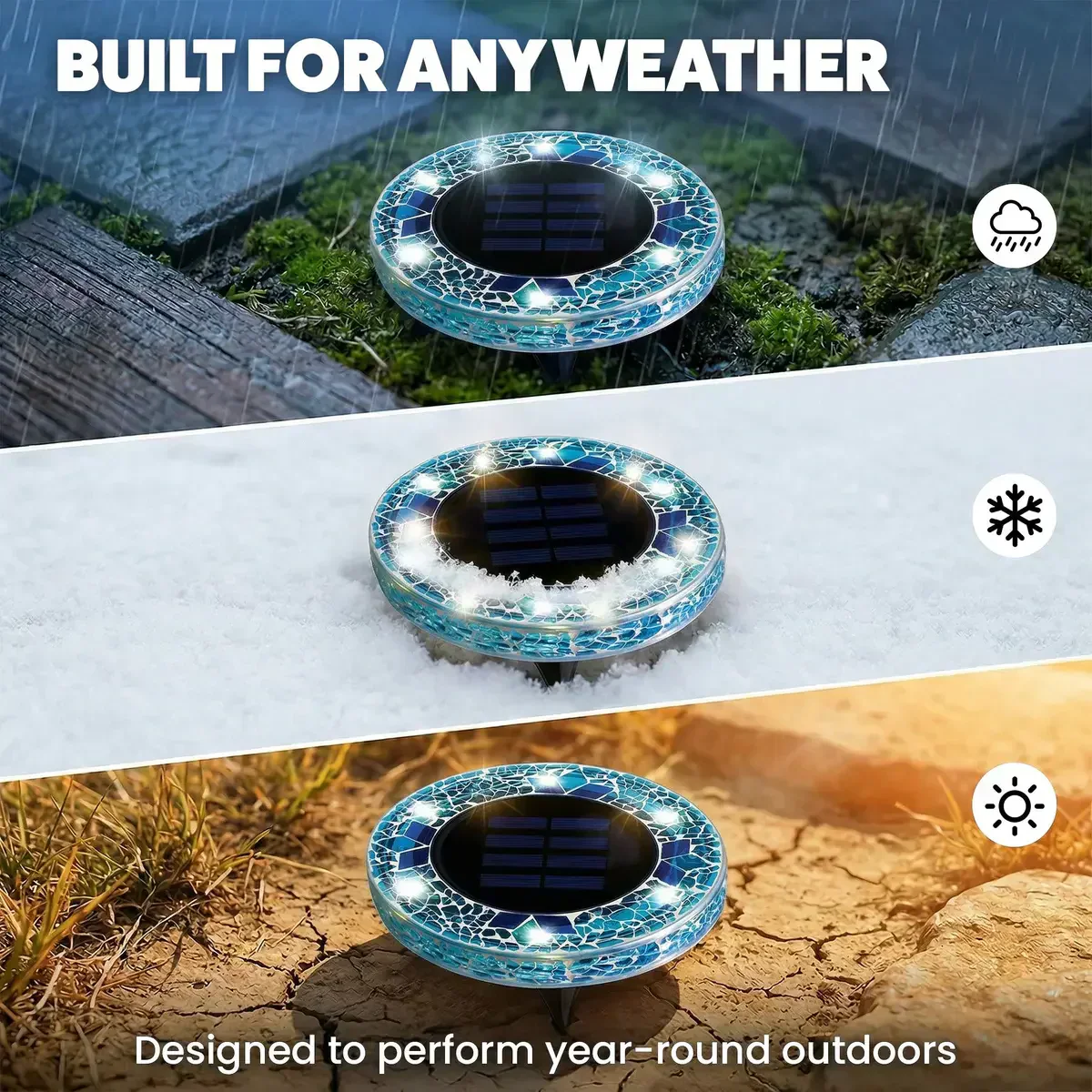 🛋️Mosaic Solar Lights – Waterproof LED Pathway Lights with Auto On/Off