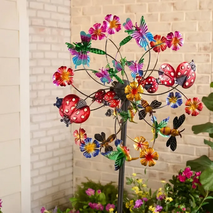 Temuvo™ ☀️🌀 Outdoors Wind Spinners with Decorative Flowers 🌸(Includes bracket)
