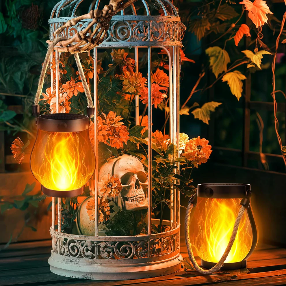 Temuvo™ 🔥Last Chance Before They're Gone! Solar Flame Lanterns – No Wiring, Auto-On at Dusk!