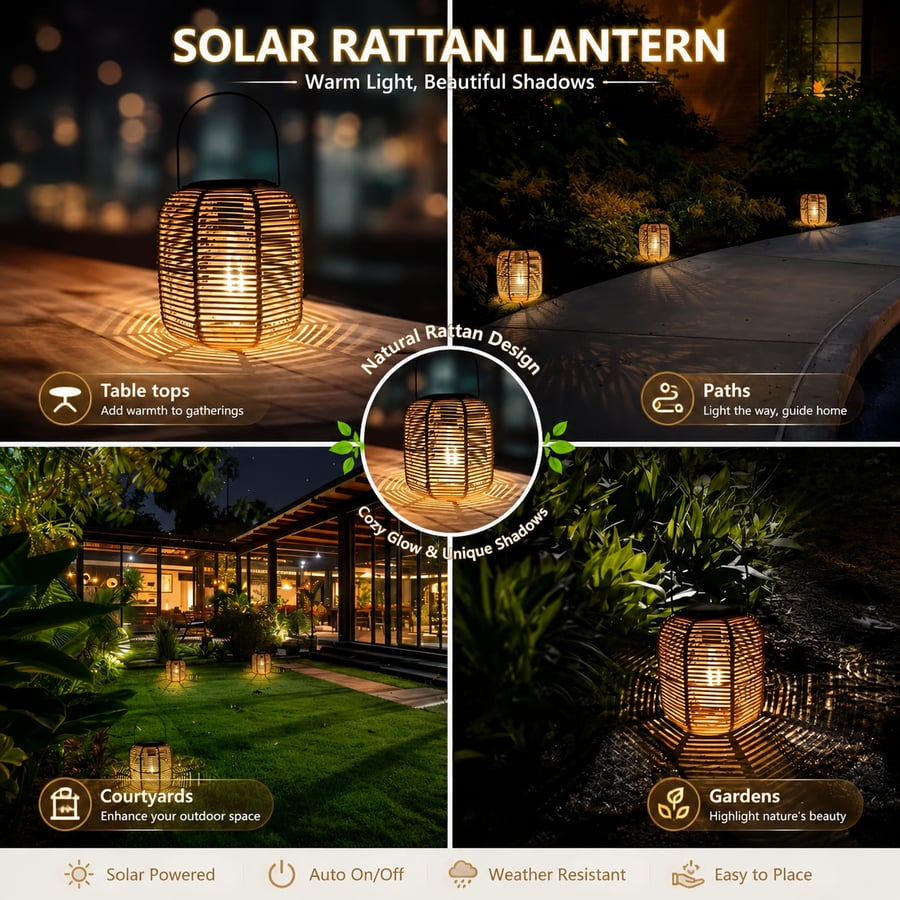 Neravio™🌙 Rattan Solar Lantern 🔥