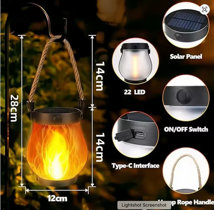 Temuvo™ 🔥Last Chance Before They're Gone! Solar Flame Lanterns – No Wiring, Auto-On at Dusk!